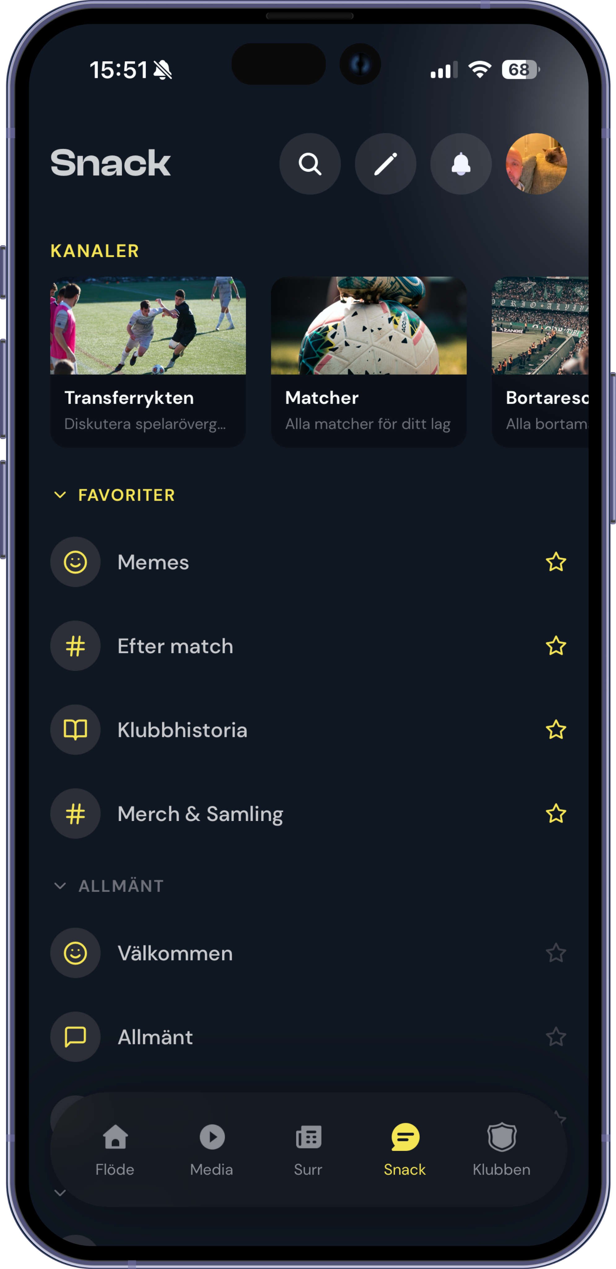 Fanspot matchsnack i telefon